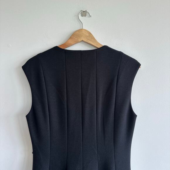 Elie Tahari Heidi Eyelet Hem 1/4 Zip Sleeveless Dress Black 10 - Picture 5 of 8